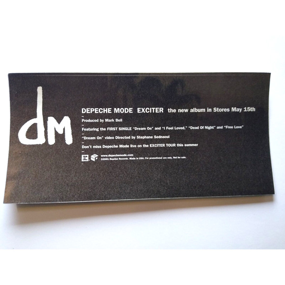 Depeche Mode Exciter Decal Bumper Sticker Band Swimming 2001 Original UNUSED - Picture 3 of 3